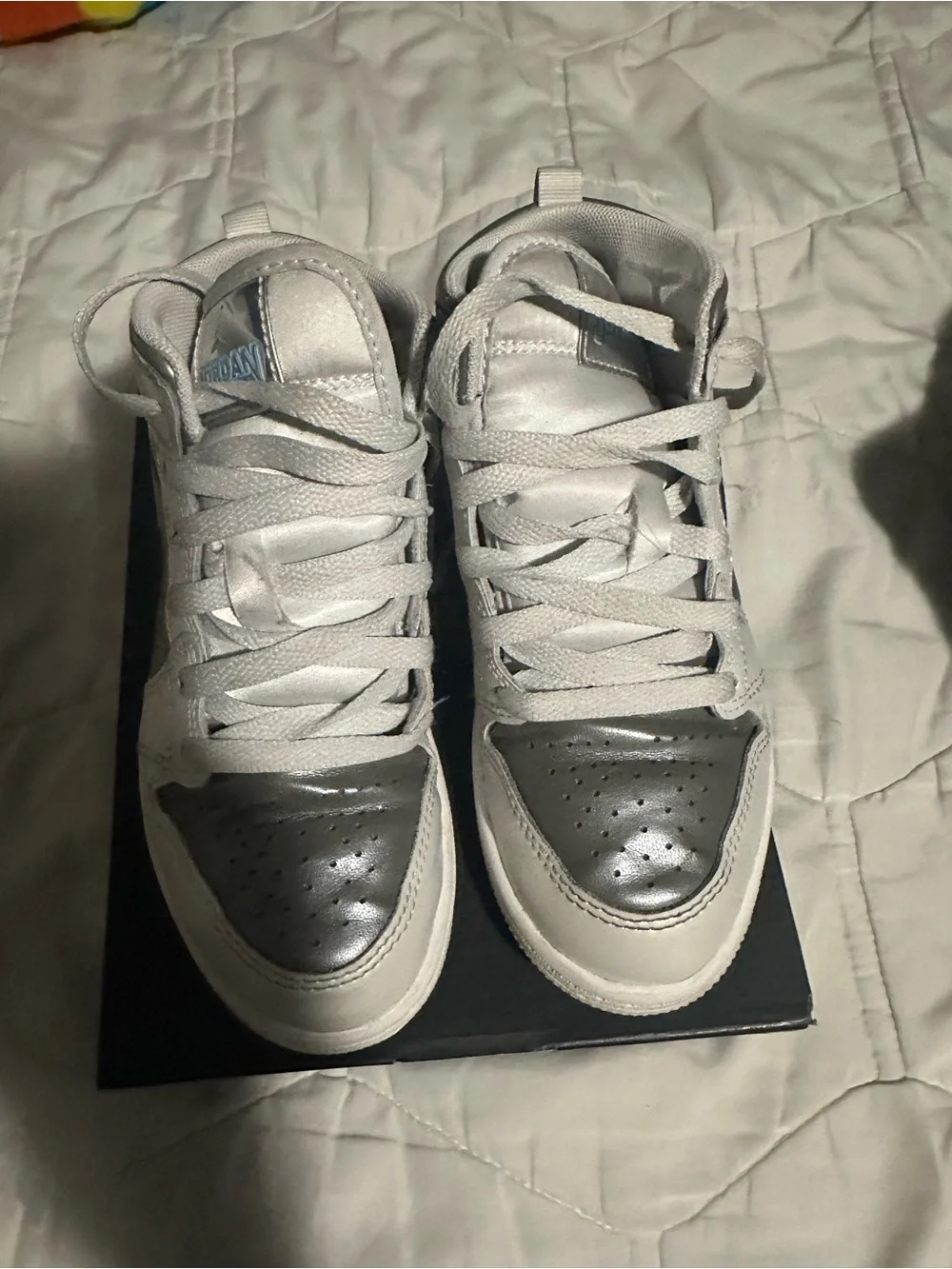 Jordan Kids Silver and Gray High-Top Sneakers